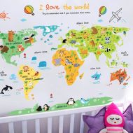 Samolepící dětská mapa světa se zvířátky