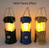 Kempingová svítilna s nabíječkou a efektem plamenu