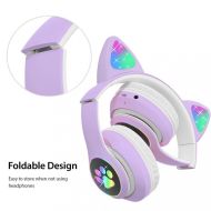 Bezdrátové sluchátka s kočičíma ušima - B39M , fialové