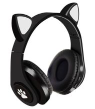 Bezdrátová sluchátka s kočičíma ušima - B39M, černá