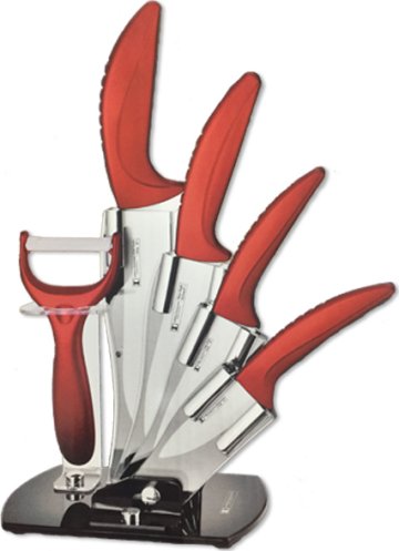 5-dílná sada keramických nožů Imperial Collection se stojanem - červená